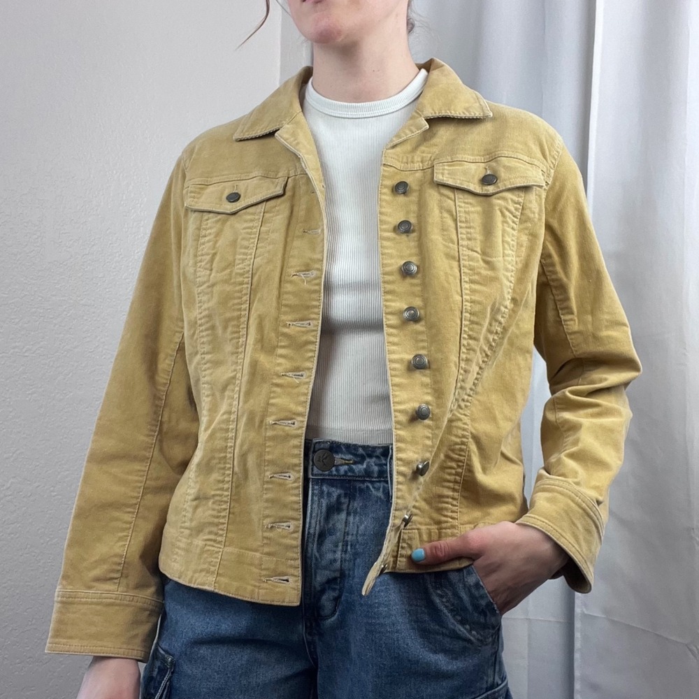 Vintage Chicos Corduroy Jacket Womens 1 Tan Retro Western Boho Indie 70s Style